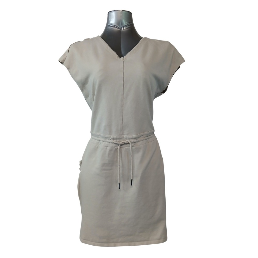 Patagonia Organic Cotton Roaming Knit Dress Pumice Beige V-Neck Mini Women sz M